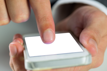 Digital png photo of caucasian male handing using smartphone on transparent background
