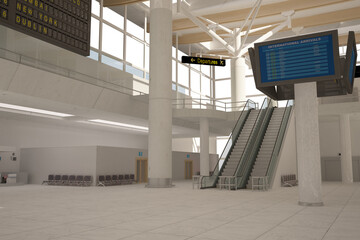 Digital png photo of empty airport interior on transparent background