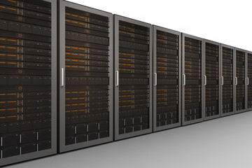 Digital png illustration of computer server room on transparent background