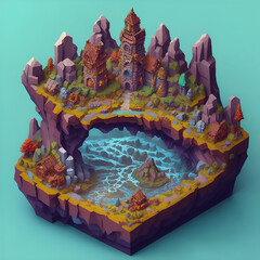 Fantastic city in 3D cartoon style. Illustration generated ai
