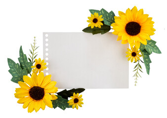 Note paper with sun flower ornament copy space