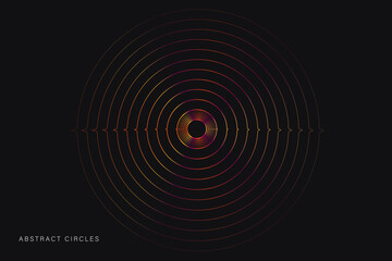Circle Lines with Abstract Rings, Ripple. Background 3D Minimal Modern Vector Line for Ads, Cover, Branding, Banner. Pattern Dynamic Vibration Lines.