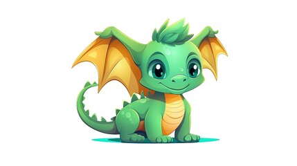 Fototapeta premium 3D cute dragon illustration cartoon, generated by AI