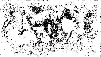 Texture grunge. Black and white monochrome pattern with ink spots, lines, cracks, chips. Abstract vintage dark background.
