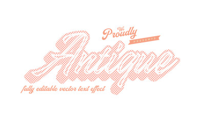 vintage retro editable text effect alphabet font typography typeface with halftone style