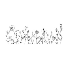 floral and grass frame illustration