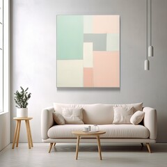 modern living room with sofa with white wall generative ai