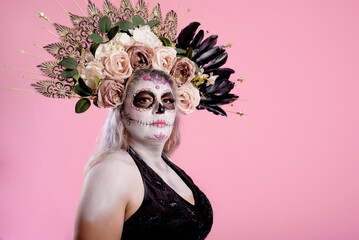 Portrait of Catrina, typical Mexican character .