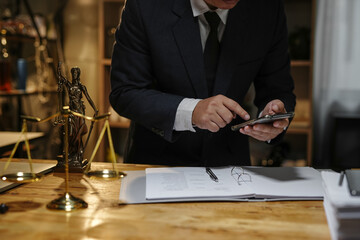 Judge gavel with Justice lawyers having team Concepts of Law and Legal services