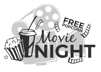 Movie night, free popcorn and snacks invitation