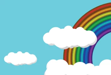 Zelfklevend Fotobehang Rainbow in the blue sky background for banner. © bigjom