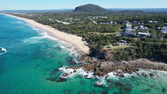Aerial View of Point Arkwright Lookout nearby Yaroomba Beach, Queensland, Australia