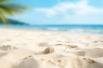 Fototapeta na wymiar Landscape sand with sea sky background , Tropical sandy beach , Summer vacation holiday , Created with Generative Ai Technology