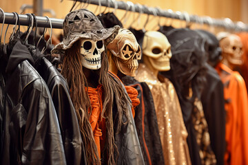 close-up halloween costume on hangers