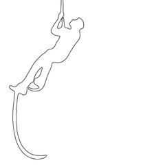 Silhouette of climber climb to the top. Concept of business banner. One line continuous minimalism vector illustraiton. Line art, outline.