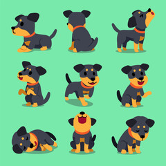 Cartoon character german hunting terrier dog set for design.