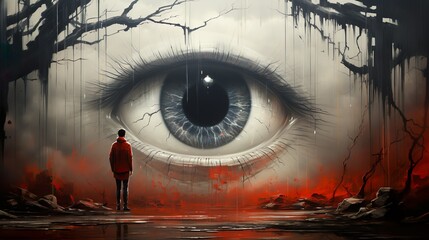 Painting symbolizing the lack of privacy.