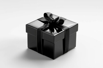 Black Gift Box On White Background. Generative AI