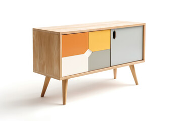 Console Cabinet Scandinavian Style On White Background. Generative AI