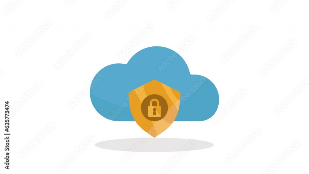 Poster safe secure padlock in cloud animation