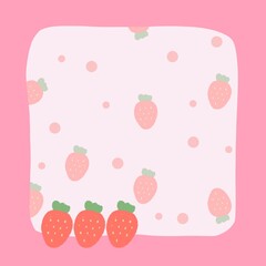 Pink pastel frame  with strawberry and dot