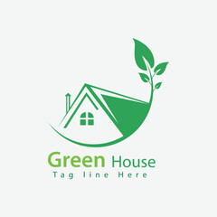 Vector green eco house logo concept