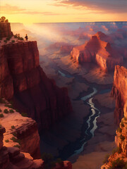 grand canyon sunset state illustration - obrazy, fototapety, plakaty