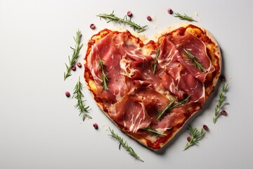 Heart-shaped pizza illustration, Generative Ai