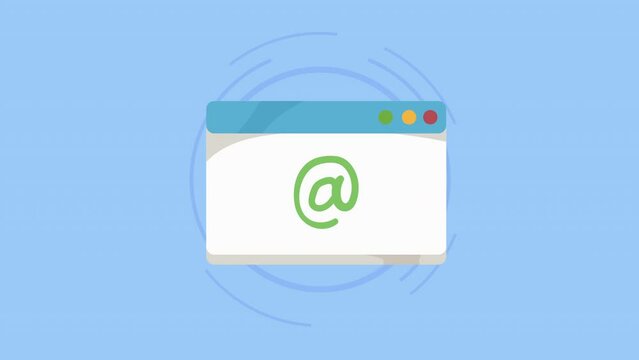 arroba social media symbol in webpage animation