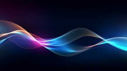 Beautiful modern background with shining wavy lines on dark background