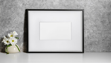 white frame with flowers on wall
