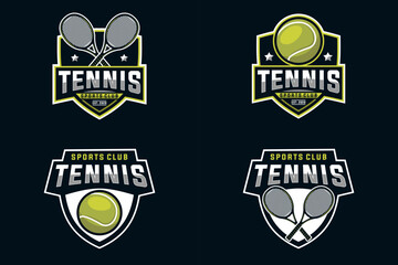 Tennis vector graphic template collection. sport ball illustration set.