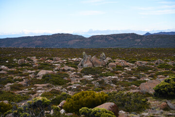 beautiful landscape vista of Mount Wellington tourist landmark in Hobart Tasmania in Australia, ...