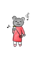 飲み物を持つコアラ(赤)