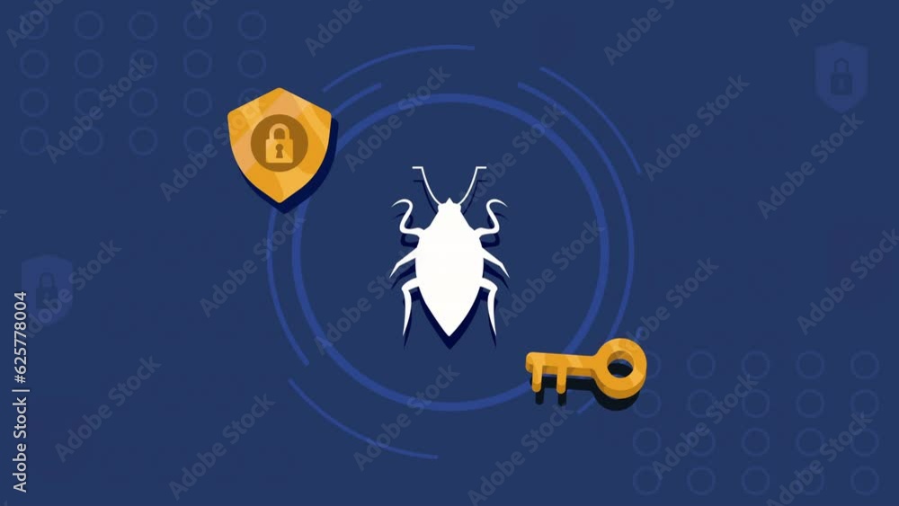 Poster cyber security bug alert animation