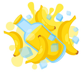 Banana smoothie or juice poured in bottle vector