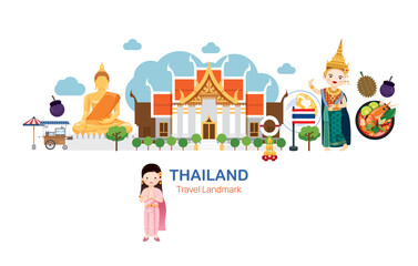 Thailand Travel Elements Landmark.Vector Illustration