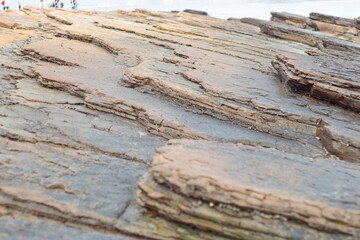 Geopark layers of sedimentary rock in Tung Ping Chau, Hong Kong