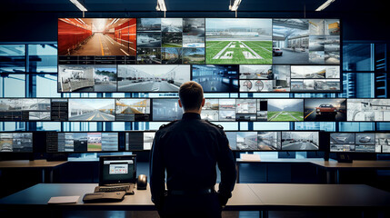 Obraz premium security guard watching a video