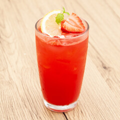 Refreshing drink made from watermelon, strawberry ,lemon soda.
