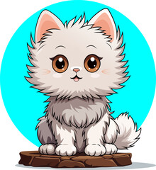 Little cute cat cartoon character 