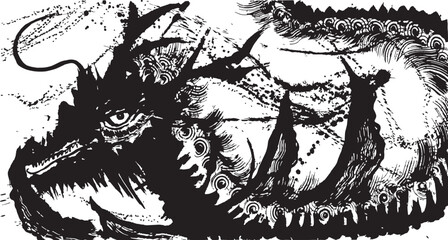 龍　辰年　手書きの毛筆イラスト