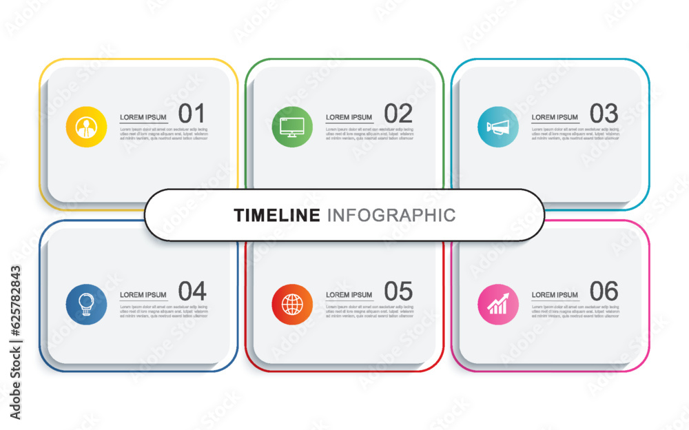 Poster 6 data infographics tab paper index template. vector illustration business abstract background.