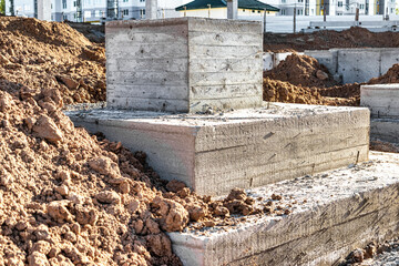 Monolithic reinforced concrete foundation for the construction of a residential building. Rostverk...