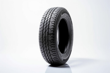 black isolation rubber tire, on the white backgrounds, copy space on left