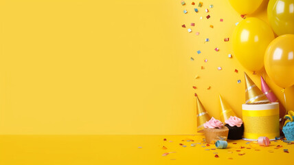 Birthday Party Background on Yellow