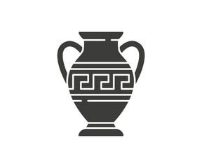 Ancient amphora, glyph icon on white background. Vector illustration.