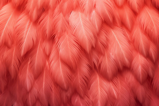 Flamingo bird feather pink color texture background for tropical summer fashion decoration art created with Generative AI
