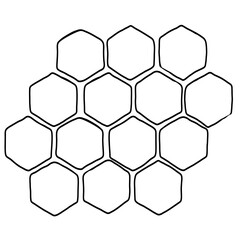 Honeycomb propolis doodle sketch. Cell comb structure. Hand drawn honey. Natural organic. Stock vector black and white illustration on white background.