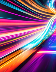 ABSTRACT GLOWING COLORFUL LINE LIGHTS  - Generative AI technology 